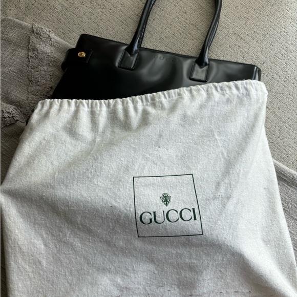 Gucci Handbags - Gucci Black Leather Tote Bag